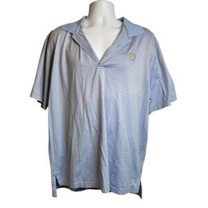 Peter Millar Men's Blue‎ Striped Polo Shirt Size L Preppy 1896 Golf Logo Coastal
